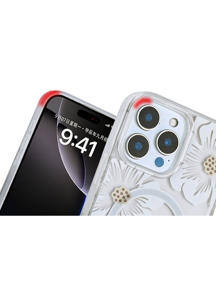 Apple iPhone 16 Pro Max Kılıf Sıvılı Simli Şeffaf Arka Yüzey Mossa Silikon Kapak - Şık Tasarım ve Koruma