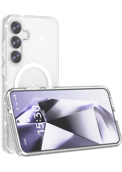 Galaxy S25 Magsafe Şarjlı Simli Parlayan Saydam Renkli Allstar Kılıf