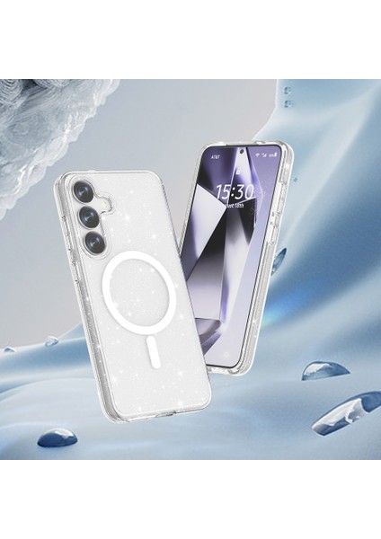Galaxy S25 Magsafe Şarjlı Simli Parlayan Saydam Renkli Allstar Kılıf