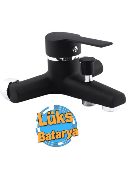Vista Banyo Bataryası Siyah Duvar Tipli Lavabo Mutfak Duş Musluğu Batarya Sıcak Soğuk Çift Su Giriş