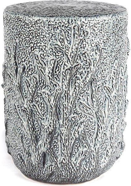 Mercan Kabartmalı Siyah Seramik Tabure 36 x 50 cm