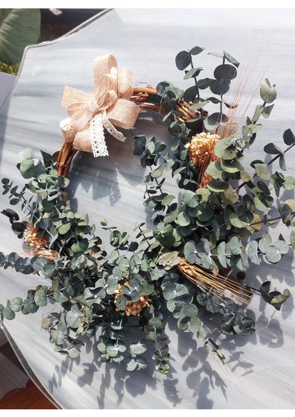 Doğal Okaliptuslu Kapı Süsü 35 cm, Kapı Çelenk, Çelenk, Kapı Süsü, Ev Dekor