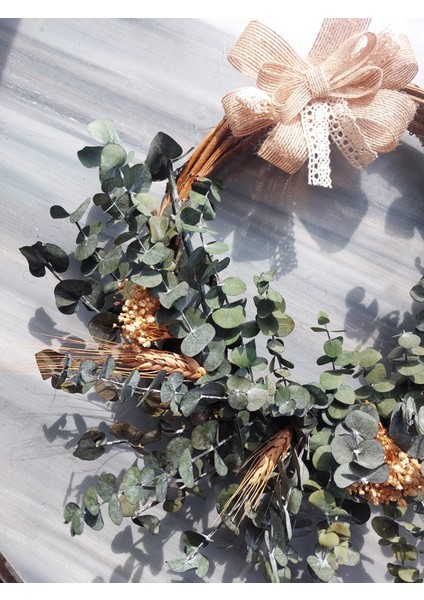 Doğal Okaliptuslu Kapı Süsü 35 cm, Kapı Çelenk, Çelenk, Kapı Süsü, Ev Dekor