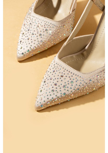 Su Damlası Taşlı Sivri Burun Arkası Açık Slingback Kadın Topuklu Ayakkabı 71-628-25 fırsatları