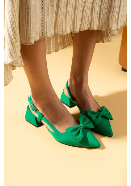 Sivri Burun Fiyonk Detaylı Saten Kumaş Slingback Kadın Topuklu Ayakkabı 87-141-25saten fiyatları