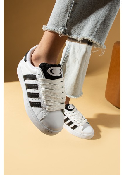 Kalın Bağcıklı Şerit Detaylı Rahat Taban Kadın Sneakers 001-3458-25SIYAH fiyatları