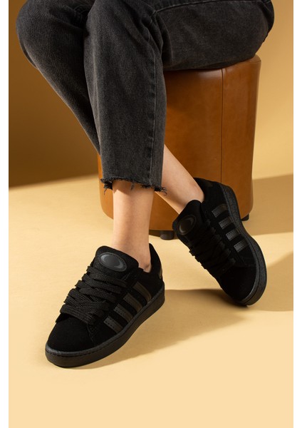 Kalın Bağcıklı Şerit Detaylı Rahat Taban Kadın Sneakers 001-3458-25SIYAH fiyatları