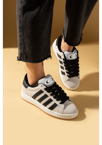 Kalın Bağcıklı Şerit Detaylı Rahat Taban Kadın Sneakers 001-3458-25SIYAH modelleri