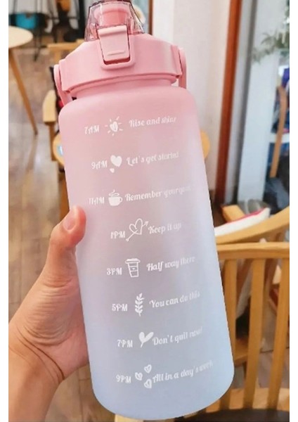 Motivasyonel Su Matarası 2lt Tritan Spor Salonu Su Şişesi Bpa Içermez Suluk Sticker Hediyeli