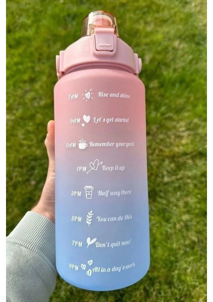 Motivasyonel Su Matarası 2lt Tritan Spor Salonu Su Şişesi Bpa Içermez Suluk Sticker Hediyeli