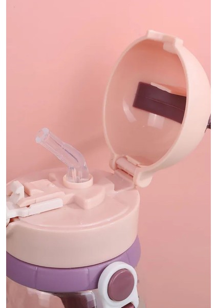 Geyik Figürlü Pipetli Taşıma Askılı Çocuk Matarası 500 ml Sevimli indirimleri