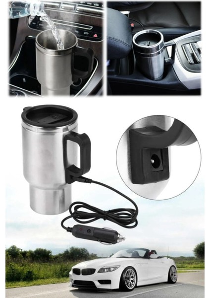 Araç Içi Su Isıtıcı 12V Kahve Makinası Kupa Tip Mug Termos