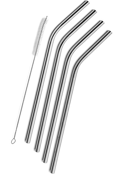 Metal Pipet - Paslanmaz Çevre Dostu Metal Pipet Fırça Seti 5 Parça