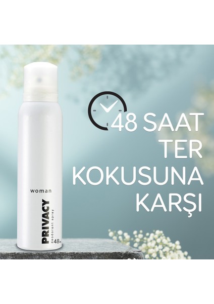 48H Sprey Deodorant 150 ml x 3 Adet