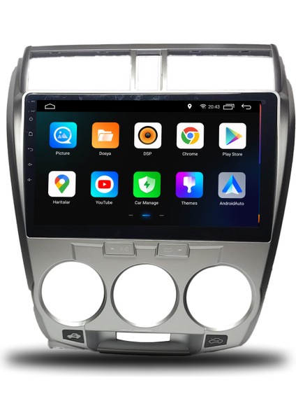 Martechno Honda City 2009-2012 Manuel Klima Uyumlu Android Multimedya 4gb Ram 64GB Hafıza