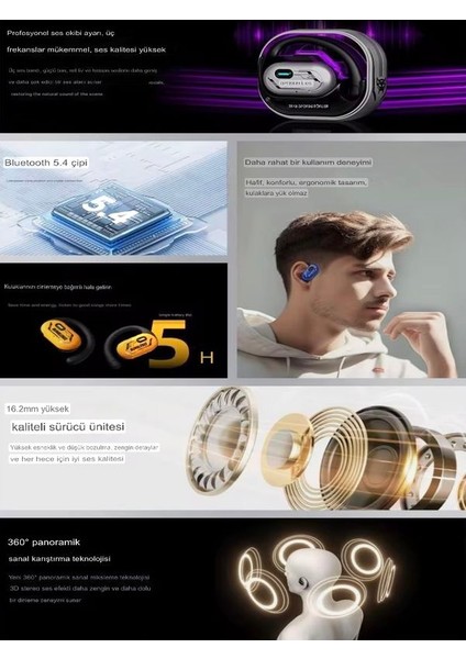 FB016 Ows Open Hair Bt5.4 Wireless Kablosuz Airbuds - Ipx4 Su Geçirmez Açık Bluetooth Kulaklık Teknolojisi