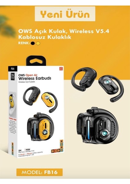 FB016 Ows Open Hair Bt5.4 Wireless Kablosuz Airbuds - Ipx4 Su Geçirmez Açık Bluetooth Kulaklık Teknolojisi