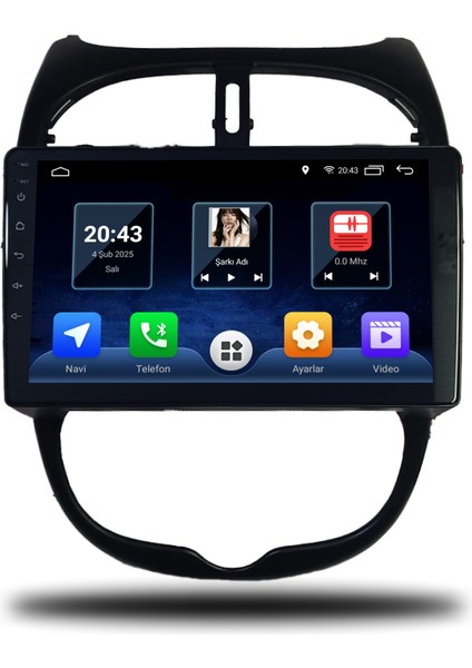 Martechno Peugeot 206 1999-2011 Uyumlu Android Multimedya 6gb Ram 128GB Hafıza