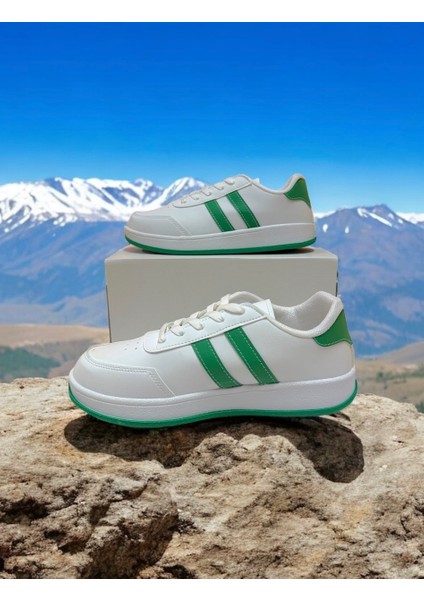 Beyaz-Yeşil Iki Bant Unisex Günlük Sneaker Spor Ayakkabı fiyatları