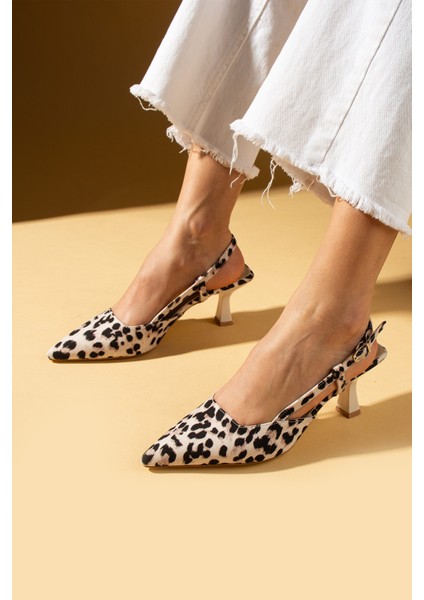 Sivri Burunlu Bilekten Bantlı Arkası Açık Topuklu Kadın Ayakkabı 71-278-25SATEN