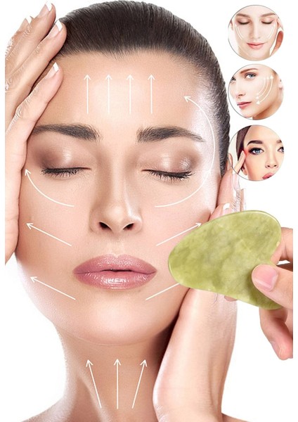 Yeşim Kalp Gua Sha Yüz Masaj Taşı Yüz Masaj Aleti
