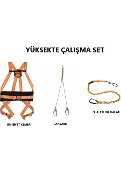 Yüksekte Çalışma Set (Emniyet Kemeri-Lanyard-Tool Lanyard)