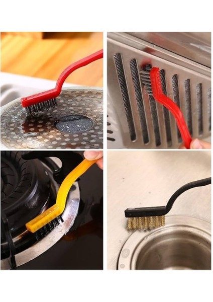 Tel Fırça Seti 3’lü Set Sert Plastik-Pirinç-Paslanmaz Çelik Tel Fırçalar