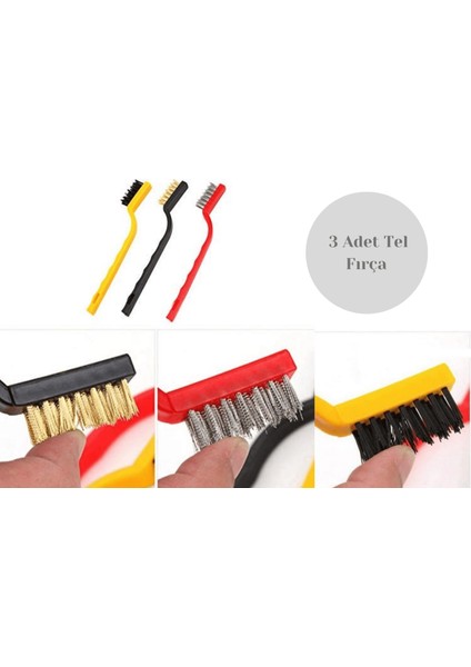Tel Fırça Seti 3’lü Set Sert Plastik-Pirinç-Paslanmaz Çelik Tel Fırçalar fiyatları