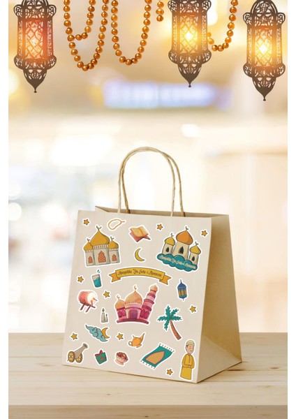 Sevimli ramazan figürleri çocuk bebek odası duvar cam dolap kitap mini sticker seti 123 parça