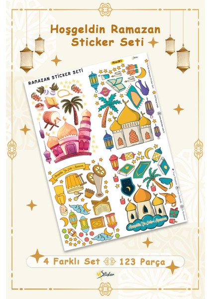 Sevimli ramazan figürleri çocuk bebek odası duvar cam dolap kitap mini sticker seti 123 parça fiyatları