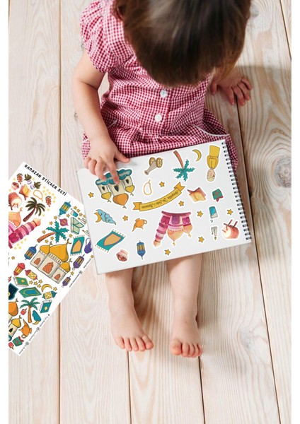 Sevimli ramazan figürleri çocuk bebek odası duvar cam dolap kitap mini sticker seti 123 parça fırsatları