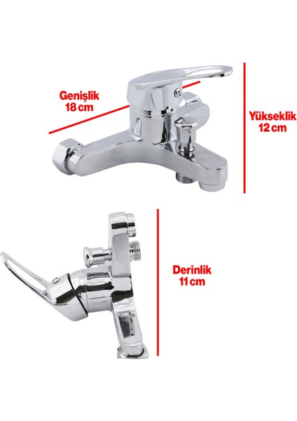 Vista Banyo Bataryası Duvar Tipli Lavabo Mutfak Duş Musluğu Batarya Sıcak Soğuk Çift Su Girişli