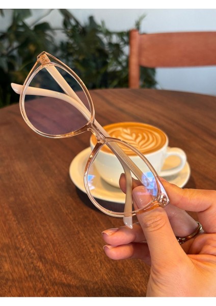Nude Şeffaf Açık Kahve Gövde Nude Sap Popüler Cat Eye Gözlük fırsatları