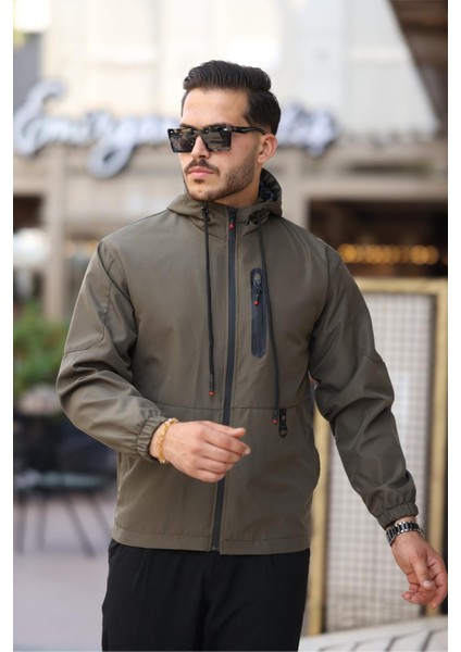 Rotta Fermuar Detaylı Cepli Su Itici Slim Fit Erkek Yağmurluk Mont
