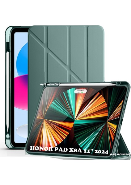 Honor Pad X8A 11 Inç Uyumlu Tablet Kılıf Yumuşak Kalem Bölmeli Akıllı Uyku Modlu Standlı Kapak