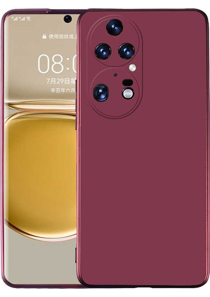 Huawei P50 Pro Kılıf Kamera Korumalı Mat Premium Silikon-Mürdüm