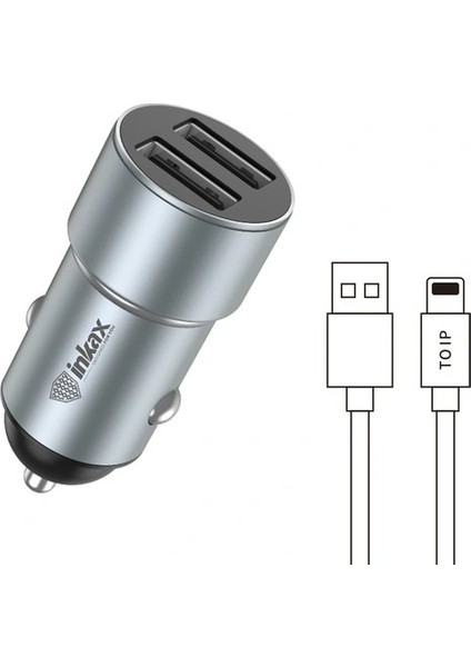 Inkax Ca-04 3.1A 15W Çift USB Çakmaklık Girişli Şarj Kablosu Hediye Hızlı Araç Şarj