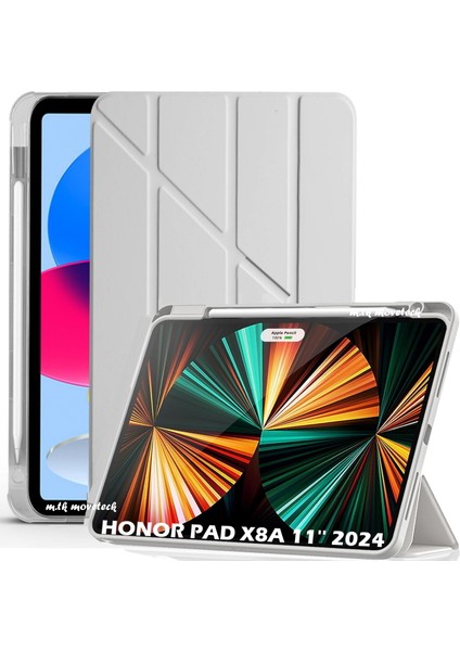Honor Pad X8A 11 Inç Uyumlu Tablet Kılıf Yumuşak Kalem Bölmeli Akıllı Uyku Modlu Standlı Kapak