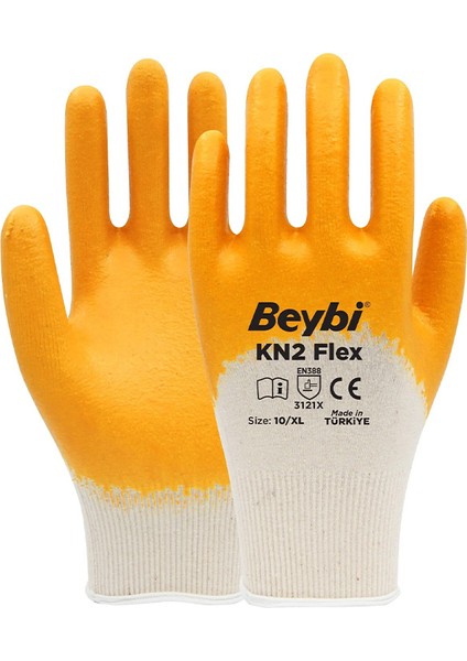 Kn2 Flex Plus Pamuk Likralı Örme Eldiven Sarı No:10 288 Adet