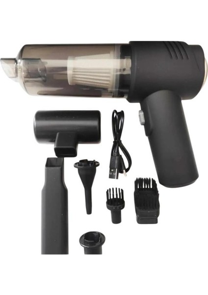 Oto Araç Içi Süpürge 60W Şarjlı Kablosuz Lüx Üfleme, Çekme ve Hızlı Şarj Özellikli