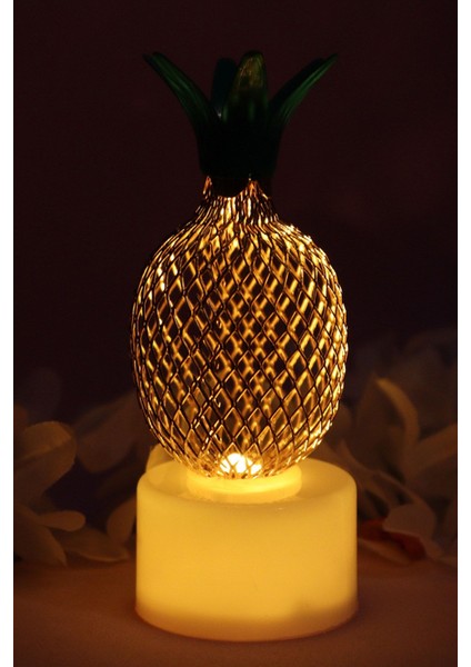 2 Adet Şirin Gece Lambası Minik Gold Ananas Dekoratif LED Lamba 2 Li