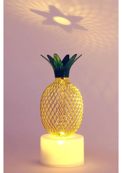 2 Adet Şirin Gece Lambası Minik Gold Ananas Dekoratif LED Lamba 2 Li