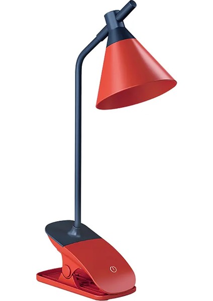 LED Işık Masa Lambası Kırmızı Klipsli Dokunmatik Ayarlanabilir