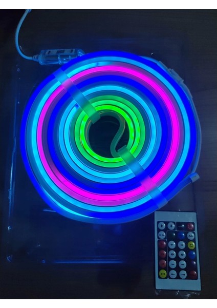 24V 10 Metre 6X12 mm 120 Ledli Amimasyonlu Sese Duyarlı Rgb Pixel Neon LED Set Ir Kumanda ve Bluetoothlu Cep Telefonundan Kumandalı 2A Adaptörlü