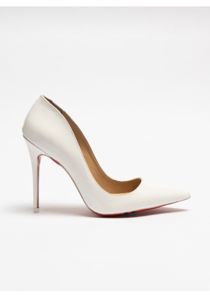 Sirius – Beyaz Rugan Stiletto Deri Astarlı Topuklu Ayakkabı