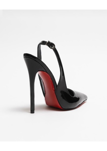 Agena – Siyah Rugan Stiletto Deri Astarlı Arkası Açık Tokalı Topuklu Ayakkabı fiyatları