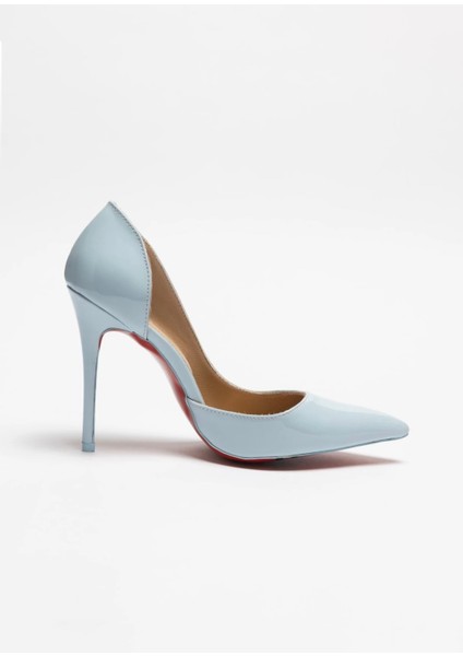 Hayyshoes Canopus – Bebe Mavi Rugan Stiletto Hakiki Deri Astarlı Topuklu Ayakkabı