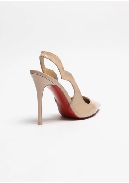Hayyshoes Arcturus – Bej Rugan Stiletto Hakiki Deri Astarlı Arkası Açık Love Topuklu Ayakkabı modelleri