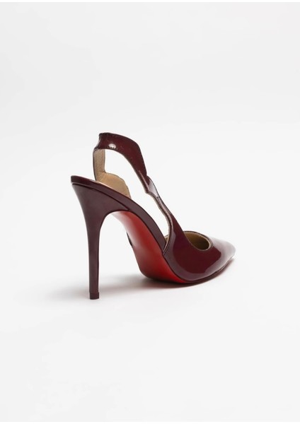 Hayyshoes Arcturus – Mürdüm Rugan Stiletto Hakiki Deri Astarlı Arkası Açık Love Topuklu Ayakkabı modelleri