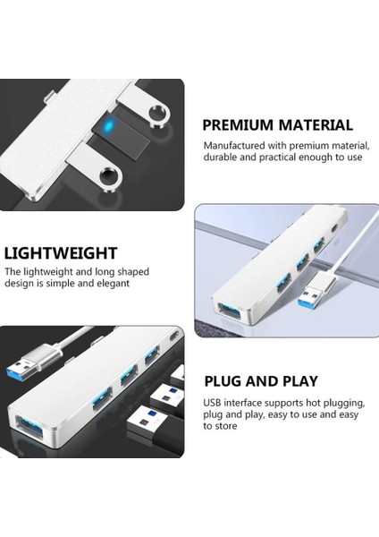 Macbook Uyumlu USB Çoğaltıcı 4 Port 3xusb2.0 / 1XUSB3A 1xtype-C Power 5 Gbps Çevirici Hub Adaptör